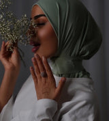 Hijab jersey premium brodé main vert menthe BySB Signature