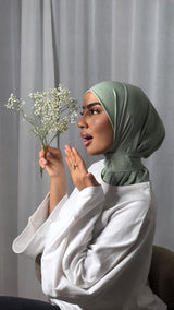 Hijab jersey premium brodé main vert menthe BySB Signature