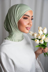 Hijab Jersey Premium — Vert Pastel | SB Signature - Hijab Jersey Premium Brodé | BySB SIGNATURE